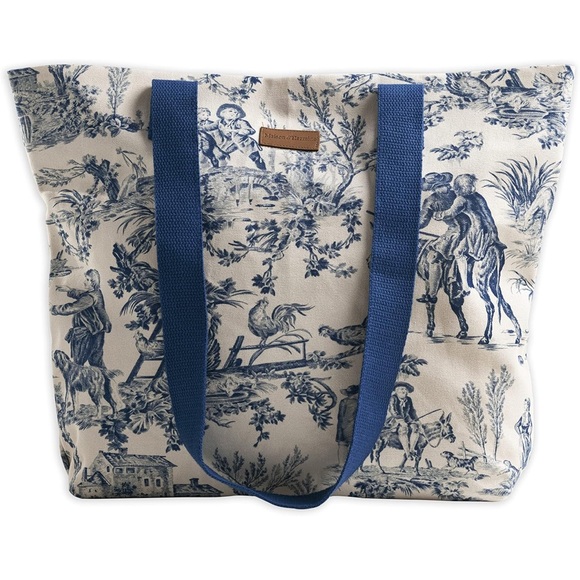 Maison d' Hermine Toile Tote Bag Blue/White NWT